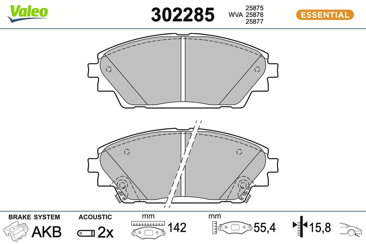Jeu de 4 plaquettes de frein VALEO ref. 302285